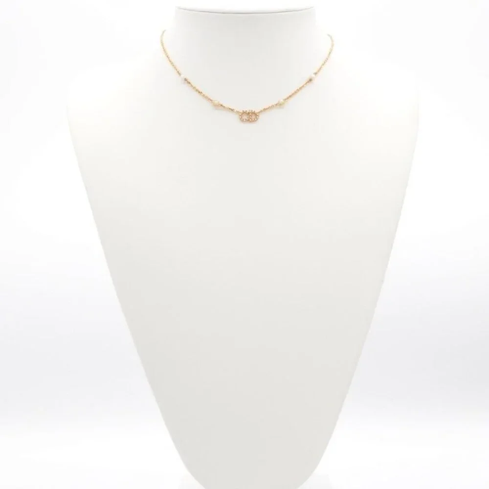 Christian Dior Clairdlune Necklace Pendant Choker Gold CD Logo - Picture 7 of 10
